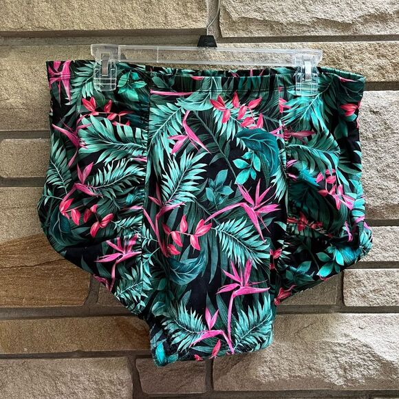 TORRID green palm and bird of paradise bikini set high waist black green 2x - Picture 10 of 13